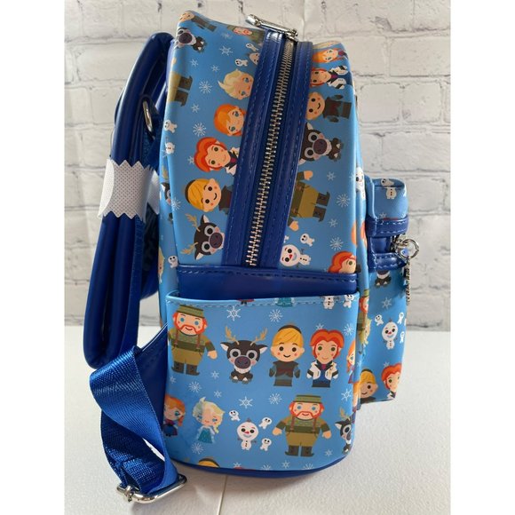 Loungefly Disney Frozen Chibi Mini Backpack Elsa Anna Olaf Blue Bag NEW - Picture 9 of 12